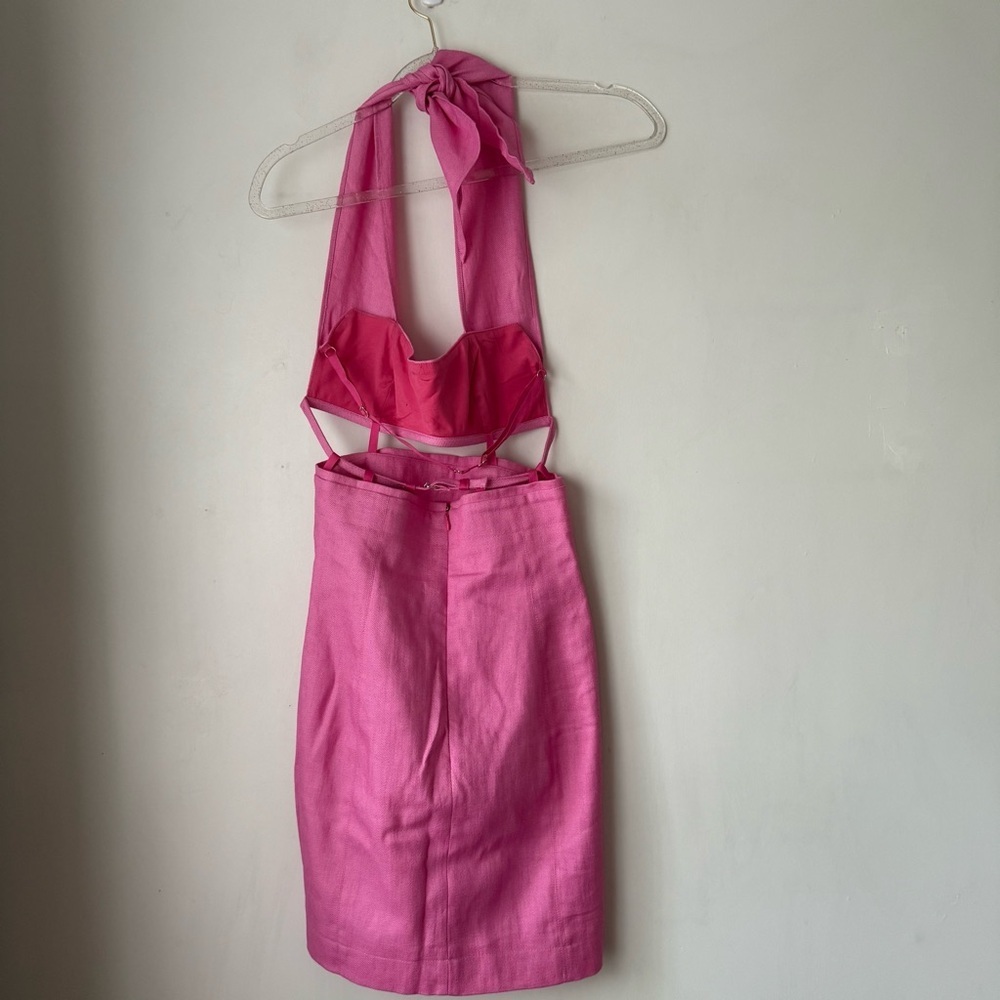 Jacquemus Le Splash Limao Pink Cutout Twill Halterneck Mini Dress FR 36 / US 4 - Picture 9 of 12